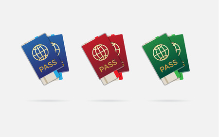 Set of Citizenship or Foreign Passport ID in Vector Colorful Icon can use as Logoのイラスト素材