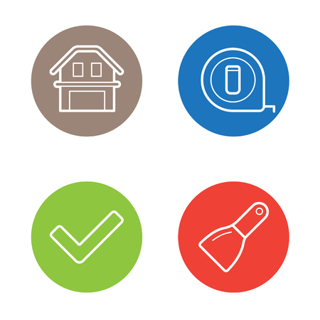 Vector Round Circle Buttons with Icons のイラスト素材