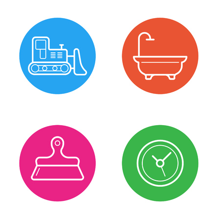 Vector Round Circle Buttons with Icons のイラスト素材