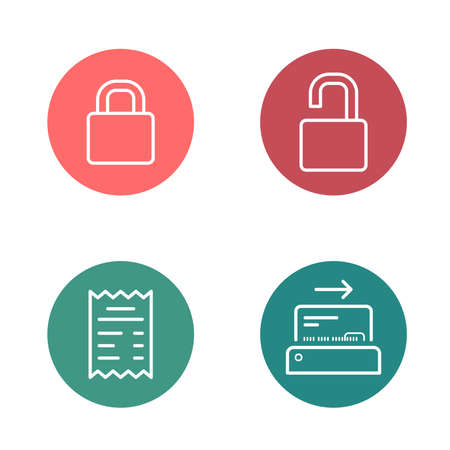 Vector Round Circle Buttons with Icons のイラスト素材