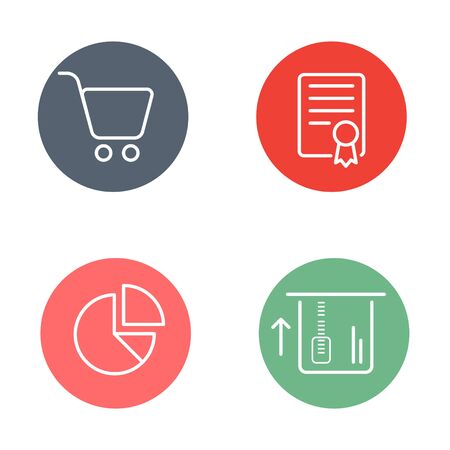 Vector Round Circle Buttons with Icons のイラスト素材