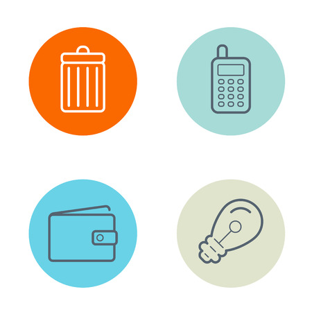 Vector Round Circle Buttons with Icons のイラスト素材
