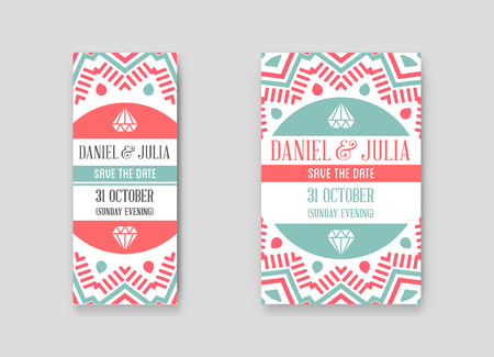 Set of Design Awesome Wedding Invitation Template with Mandala or Doodles Theme.のイラスト素材