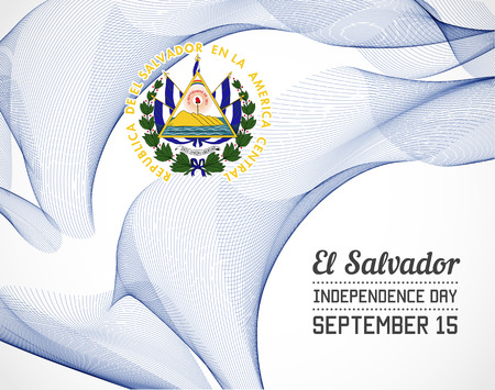 National Day of El Salvador Country in Blending Lines Style with Dateのイラスト素材