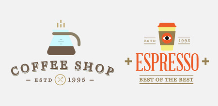 Set of Coffee Templates and Coffee Accessories Illustration with Incorporated Icons with Fictitious Namesのイラスト素材