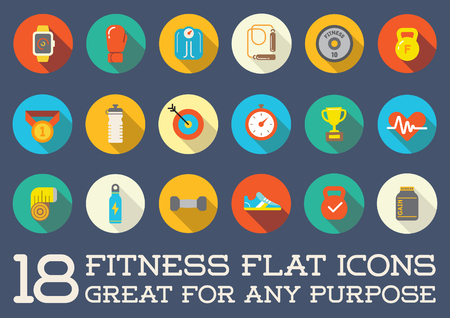 Set of Fitness Aerobics Gym Elements and Fitness Icons Illustrationのイラスト素材