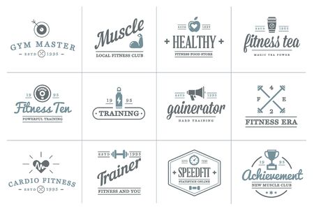 Set of Fitness Aerobics Gym Elements and Fitness Icons Illustrationのイラスト素材