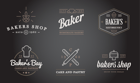 Set of Bakery Pastry Elements and Bread Icons Illustrationのイラスト素材