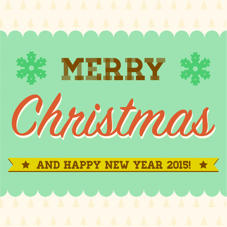 Merry Christmas Hand Lettering Typographical Vector Background Card in Vintage Retro Old Styleのイラスト素材