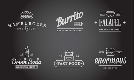 Set of Fastfood Fast Food Elements Icons and Equipment as Illustrationのイラスト素材