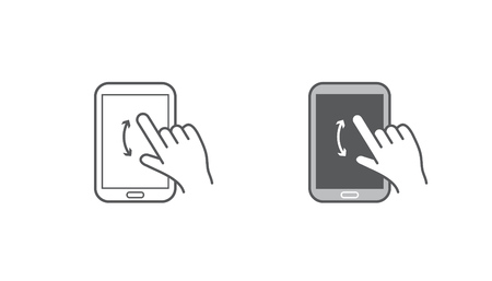 Set of Icons with Hands Holding Smart Device with Gesturesのイラスト素材