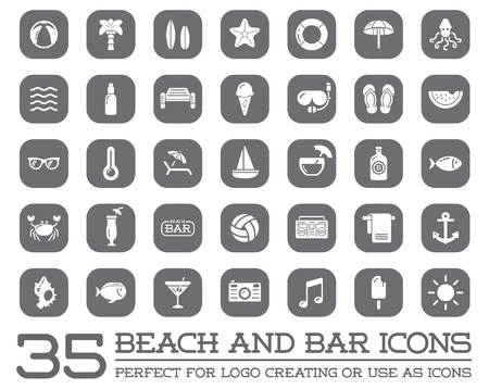 Set of Beach Sea Bar Elementsのイラスト素材