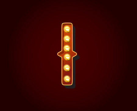 Casino or Broadway Signs style light bulb Alphabet Letter Character Iのイラスト素材