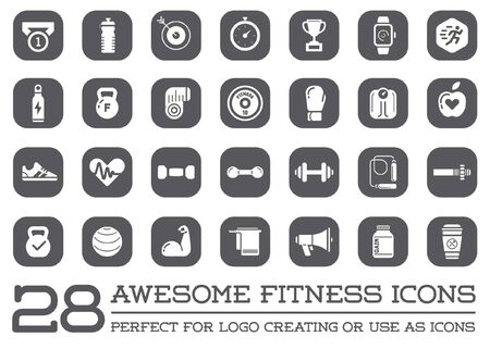 Set of Fitness Aerobics Gym Elements and Fitness Icons Illustrationのイラスト素材