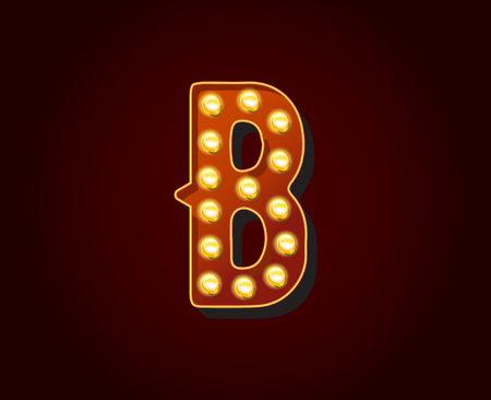 Casino or Broadway Signs style light bulb Alphabet Letter Character in Vectorのイラスト素材