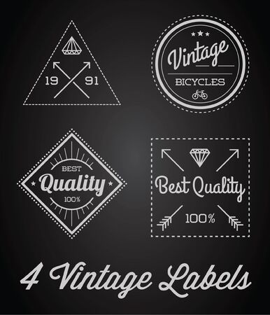 Set of 4 of Vintage Retro Style Premium Design Labels Black and Whiteのイラスト素材
