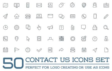 Set of Contact us Service Elements and Assistance Supportのイラスト素材