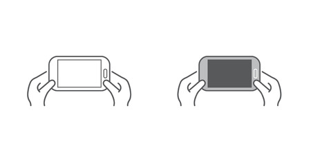 Set of Icons with Hands Holding Smart Device with Gesturesのイラスト素材