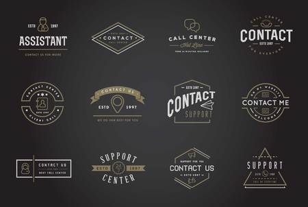 Set of Contact us Service Elements and Assistance Supportのイラスト素材