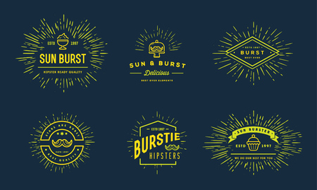 Sun burst vintage shapes collection set of sun ray frames retro design elementsのイラスト素材