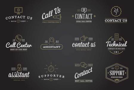 Set of Contact us Service Elements and Assistance Supportのイラスト素材