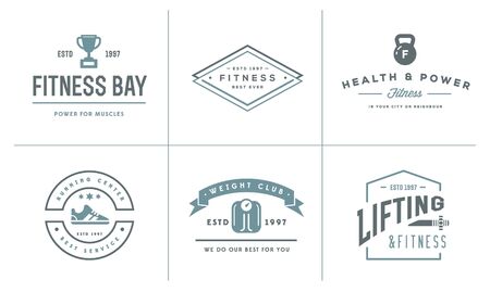 Set of Fitness Aerobics Gym Elements and Fitness Icons Illustrationのイラスト素材