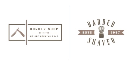 Set of Barber Shop Elements and Shave Shop Icons Illustrationのイラスト素材