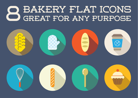 Set of Bakery Pastry Elements and Bread Icons Illustrationのイラスト素材