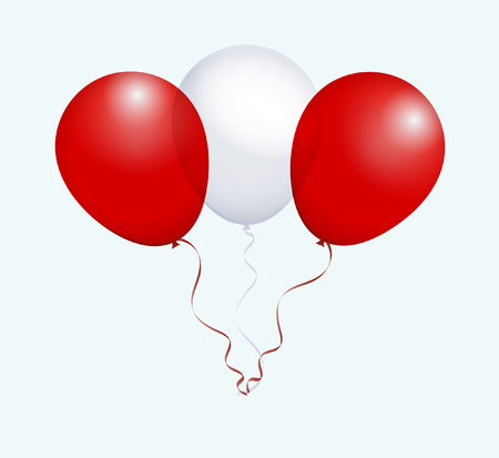 Balloons in White Red as Peru National Flagのイラスト素材
