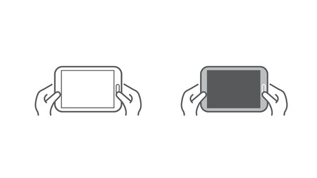 Set of Icons with Hands Holding Smart Device with Gesturesのイラスト素材