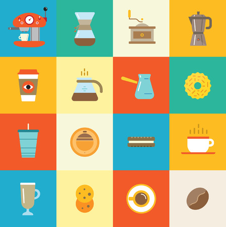 Set of Coffee Elements and Coffee Accessories Illustrationのイラスト素材