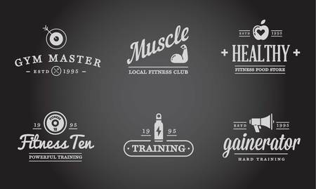 Set of Fitness Aerobics Gym Elements and Fitness Icons Illustrationのイラスト素材