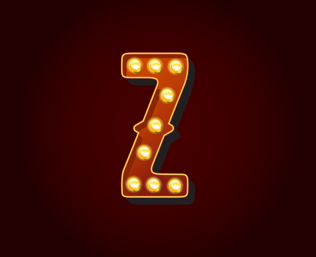 Casino or Broadway Signs style light bulb Alphabet Letter Character Zのイラスト素材