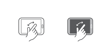 Set of Icons with Hands Holding Smart Device with Gesturesのイラスト素材