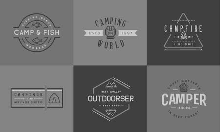 Set of Camping Camp Elements and Outdoor Activity Icons Illustrationのイラスト素材