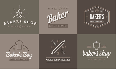Set of Bakery Pastry Elements and Bread Icons Illustrationのイラスト素材