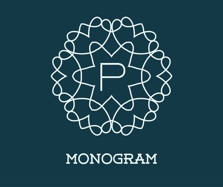 Monogram Design Template with Letter P Illustration Premium Elegant Qualityのイラスト素材