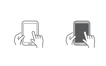 Set of Icons with Hands Holding Smart Device with Gesturesのイラスト素材