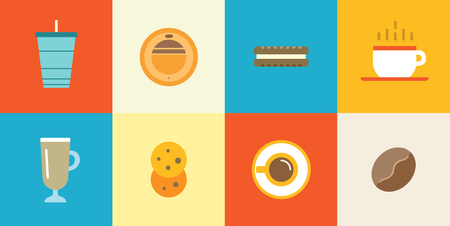 Set of Coffee Elements and Coffee Accessories Illustrationのイラスト素材