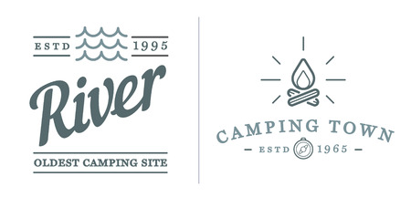 Set of Camping Camp Elements and Outdoor Activity Icons Illustrationのイラスト素材