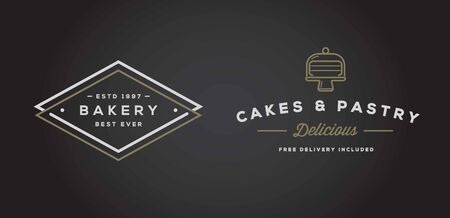 Set of Bakery Pastry Elements and Bread Icons Illustrationのイラスト素材