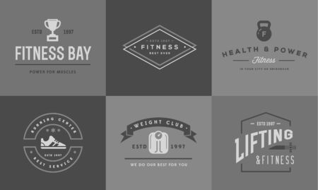 Set of Fitness Aerobics Gym Elements and Fitness Icons Illustrationのイラスト素材