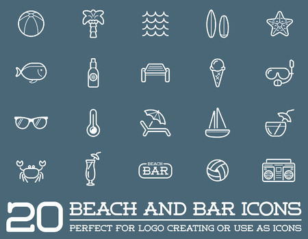 Set of Beach Sea Bar Elementsのイラスト素材