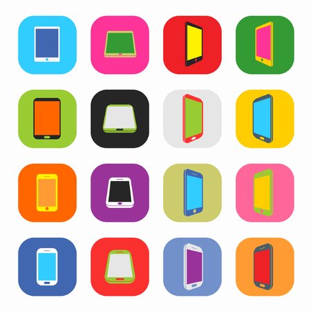 Abstract Colorful Minimal Style Modern Mobile Smartphone and Tablet Icon Setのイラスト素材