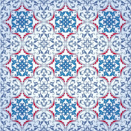 Seamless Damask Background Pattern Design and Wallpaper Made of Turkish Texture Ceramic Tilesのイラスト素材