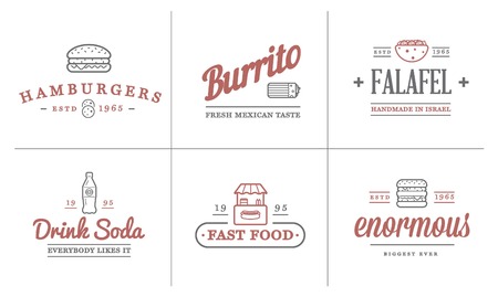 Set of Fastfood Fast Food Elements Icons and Equipmentのイラスト素材