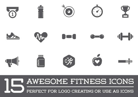 Set of Fitness Aerobics Gym Elementsのイラスト素材