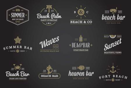 Set of Beach Sea Bar Elementsのイラスト素材