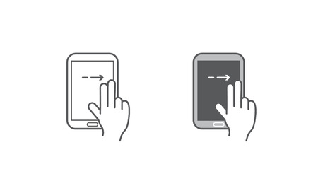 Set of Icons with Hands Holding Smart Device with Gesturesのイラスト素材