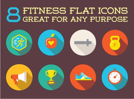 Set of Fitness Aerobics Gym Elements and Fitness Icons Illustrationのイラスト素材